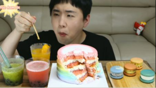 Marcaron, bánh kem cầu vồng, nước ép đông lạnh phần 4 #mukbang