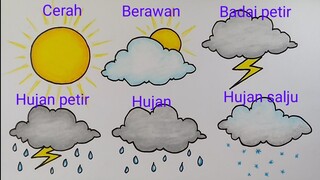 Menggambar macam macam cuaca || Cara menggambar dan mewarnai cuaca