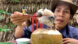 Cá Lóc Hấp Tỏi Trong Trái Dừa Non