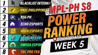 MPL-PH SEASON 8 TEAM STANDING, POWER RANKING as of WEEK 5