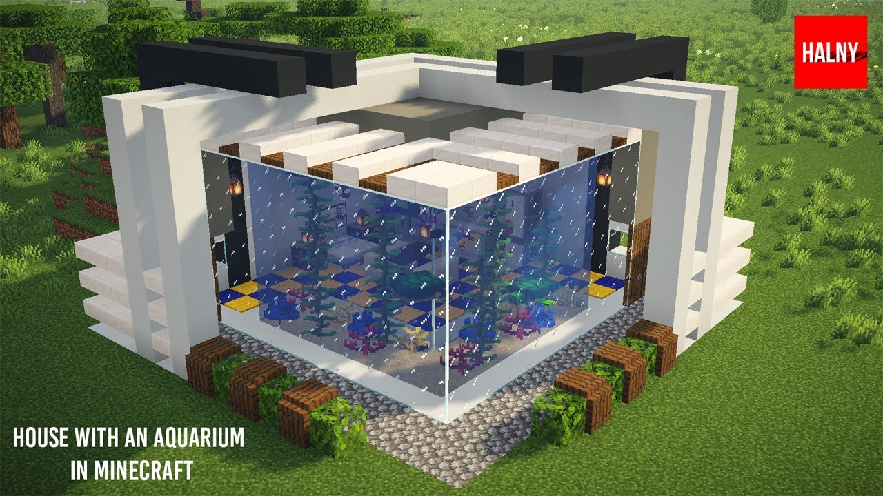House With An Aquarium In Minecraft 1 18 Bilibili
