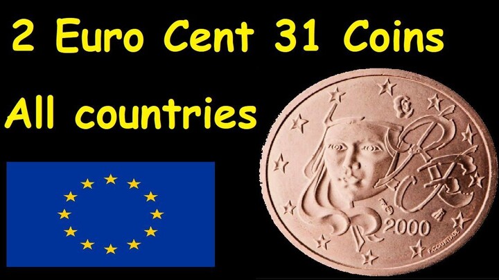 National sides 2 Euro Cent all countries 31 Coins