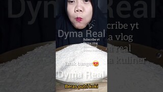 DYMA KULINER 💕ASMR RAW RICE EATING 💕Makan Beras Mentah💕 #shorts #mukbang @dymavlog @Dymakuliner