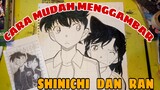 cara mudah menggambar anime Shinichi Kudo dan RAN MOURI
