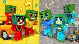 Monster School : Rich Zombie Family Vs Poor Herobrine Family - Minecraft Animation