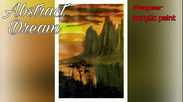 Gambar Pemandangan Abstrak || Cat Acrylic dan Kertas