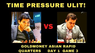 HIRAP SA TIME PRESSURE! Goldmoney Asian Rapid Magnus Carlsen VS Wesley So Quarters Day 1 Game 3
