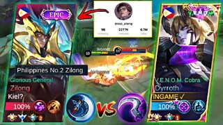 DYRROTH VS TOP 2 SUPREME ZILONG IN 5 MAN HIGH RANK | WHO WILL WIN? | BEST BUILD MLBB