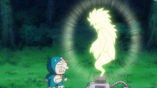 Nobita escapes from real life and hides in the back mountain, unwilling to come out. The blue fat ma