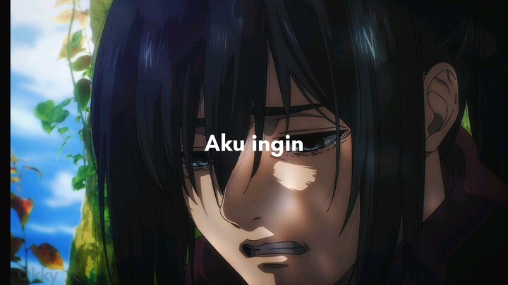 Ending paling sad menurutku, Mikasa menangis sambil mengingat sewaktu kecil bersama eren🥀