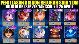 PENJELASAN DISKON SELURUH SKIN 1 DIAMOND DI ORI SERVER MOBILE LEGENDS! RILIS 20 APRIL 2023