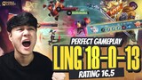 PERFECT GAMEPLAY LING RATING 16.5 ! LING FAST HAND FAST FARMING NO BLUNDER - Mobile Legends