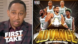 First Take | Stephen A. react to Celtics blowing out the Bucks, advancing to East finals vs the Heat