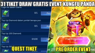 CARA MENDAPATKAN 31 TIKET DRAW GRATIS EVENT MLBB X KUNGFU PANDA!! PRE ORDER + MISI TIKET RONDE 1 & 2