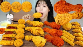 ASMR MUKBANG| 직접 만든 뿌링클 양념치킨 치즈볼 먹방 & 레시피 FRIED CHICKEN AND FIRE NOODLES EATING