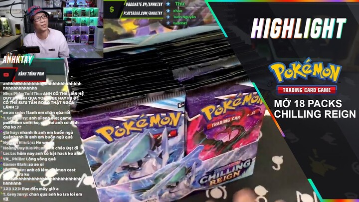 Anhktay bị fan khều mở 18 packs Chilling Reign Pokemon TCG trên stream và cái kết rớt sợi dây nịt