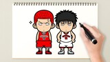 How to draw Slam dunk characters (Sakuragi hanamichi & Rukawa Kaede)
