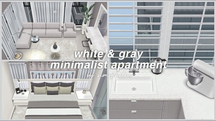 white & gray minimalist apartment tour + floor plans | sims freeplay