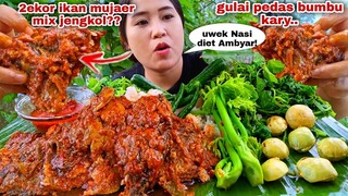 BIKIN ENAK⁉️ MAKAN GULAI IKAN CAMPUR JENGKOL DAUN PEPAYA REBUS LALAPAN JENGKOL MENTAH