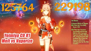 Yoimiya C0 R1 Crimson Witch Melt vs Vaporize Combo Showcase - 230k Normal Atk DMG