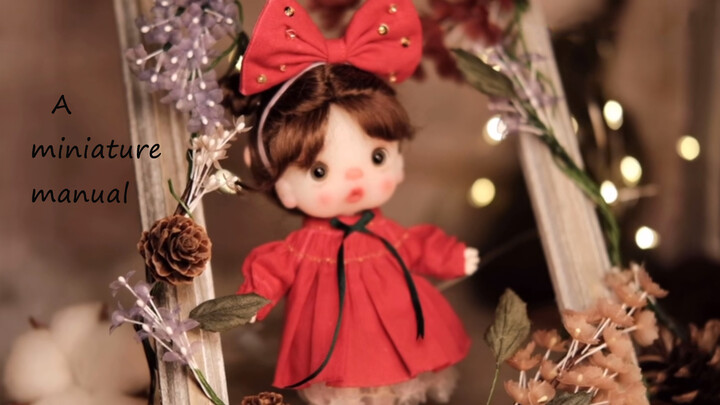 Miniatur Gaun Merah Buatan Tangan Pakaian Boneka Natal/Tahun Baru