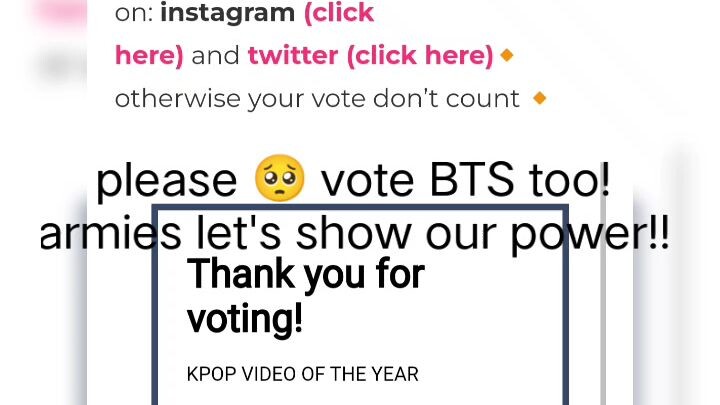 please 🥺 vote for BTS too! armies let's show our power!!