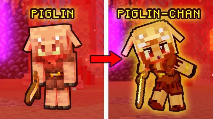 Piglin Jadi Cewe Anime Imut ! - Animasi Minecraft
