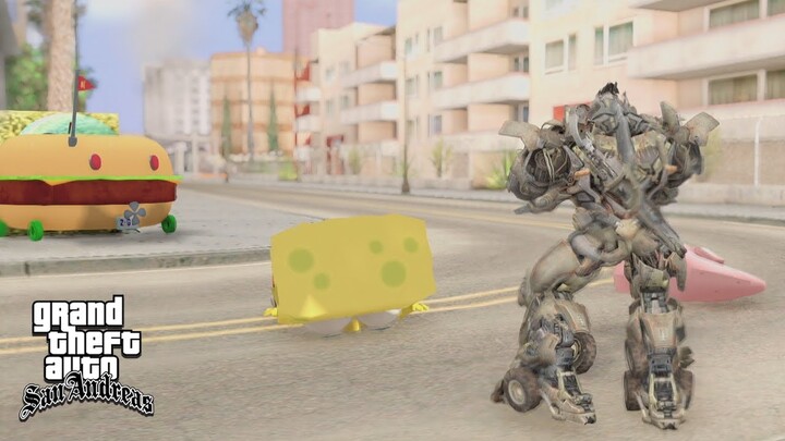 SPONGEBOB DAN PATRICK DITANGKAP OLEH MEGATRON - GTA Lucu Spongebob