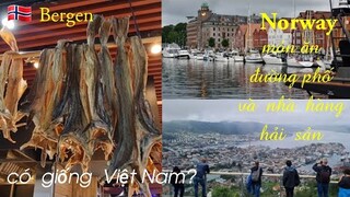 🇳🇴#27 món  ăn  đường  phố và nhà hàng  hải  sản Bergen, ẩm thực đường  phố  nauy, tin vui nauy.