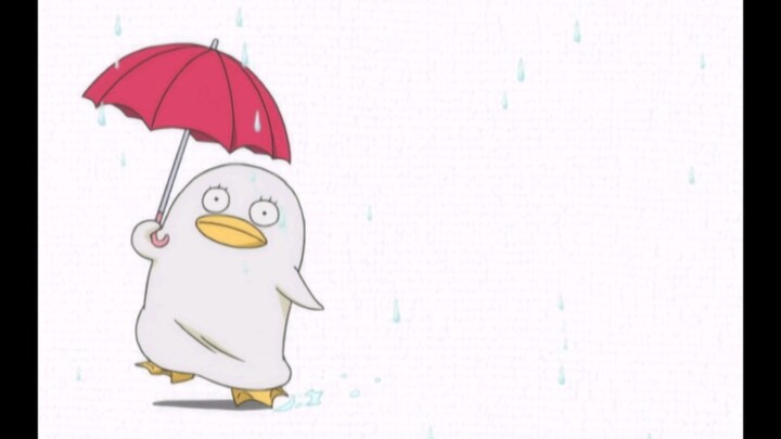 I hope that every time it rains, there will be a silly white bird jumping around with a little red u