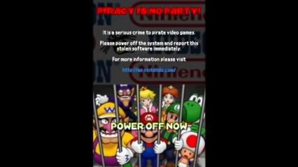 Super Mario party anti piracy screen
