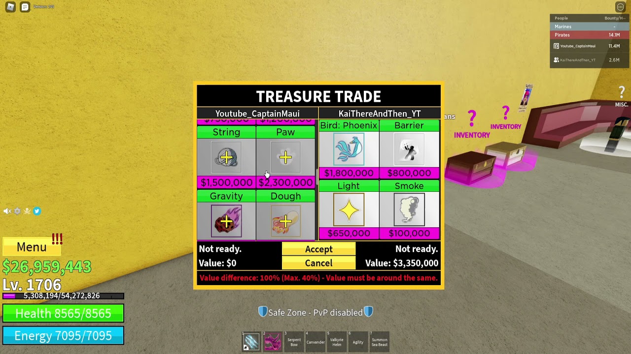 TRADING YORU/DARK BLADE FOR THE BEST FRUIT in BLOX FRUIT 