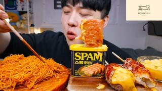 Mukbang mì Hàn Quốc và xúc xích phô mai phần 3 #anngon