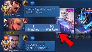 GUSION FAKE WR PRANK IN HIGH RANK! (pt 5) I MET THIS TRASHTALKER PLAYERS!💀