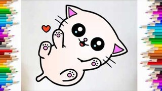 Cùng Bé Tập Vẽ và tô màu chú mèo con dể thương - HOW TO DRAW A CUTE BABY KITTEN