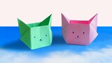 Hộp Giấy Hình Đầu Mèo Kitty Dễ Thương | Origami Box