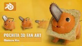Pochita of Chainsaw Man Anime 3D Fan Art Fluffy Version (BLENDER TIMELAPSE)