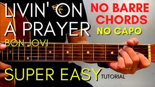 BON JOVI - LIVIN' ON A PRAYER CHORDS (EASY GUITAR TUTORIAL) for BEGINNERS