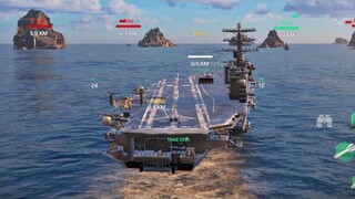 Modern Warships: USS NIMITZ in farming Gold and Dollar gameplay.