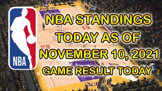 NBA STANDINGS AS OF NOVEMBER 10, 2021/NBA GAMES RESULTS TODAY | NBA REGULAR SEASON 2021-22