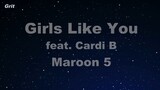 Girls Like You feat Cardi B  Maroon 5 Karaoke With Guide Melody