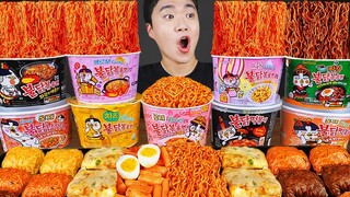 ASMR MUKBANG 편의점 핵불닭 미니!! 떡볶이 & 핫도그 & 치즈 피자 FIRE Noodle & HOT DOG & CHEESE PIZZA EATING SOUND!