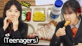 Korean Teens try 'American School lunch' for the first time