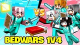 Mimi Minecraft Nhưng Là Bedwars 1vs4 Thử Thách Solo Cân Hết Hội Chị Em Hero Team