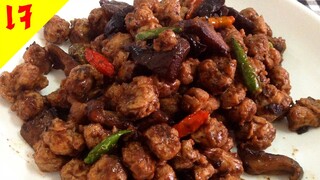 อาหารเจ หนำเลี๊ยบผัดหมูเจ Stir fried salted olives with TVP