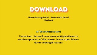 Marco Passaquindici – Ecom Godz Brand Playbook – Free Download Courses