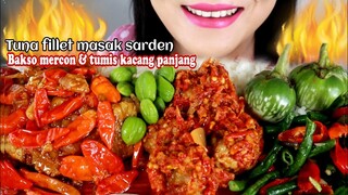 ASMR TUNA MASAK SARDEN, BAKSO MERCON, TUMIS KACANG PANJANG | ASMR MUKBANG INDONESIA