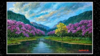 CARA MELUKIS - MENGGAMBAR PEMANDANGAN POHON TABEBUYA / HOW TO PAINT TABEBUYA TREE LANDSCAPE, TTR 71