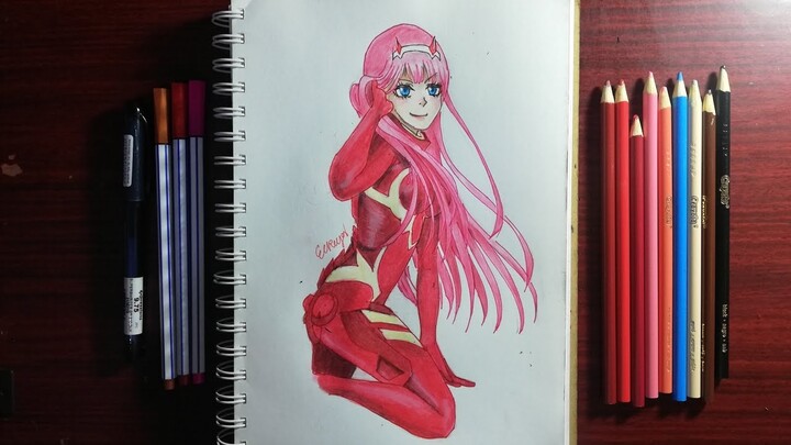 Drawing Zero Two from Darling in the Franxx | Anime Art | Philippines