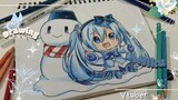 Drawing chibi Hatsune Miku ❄️☃️//Vtuber 💙